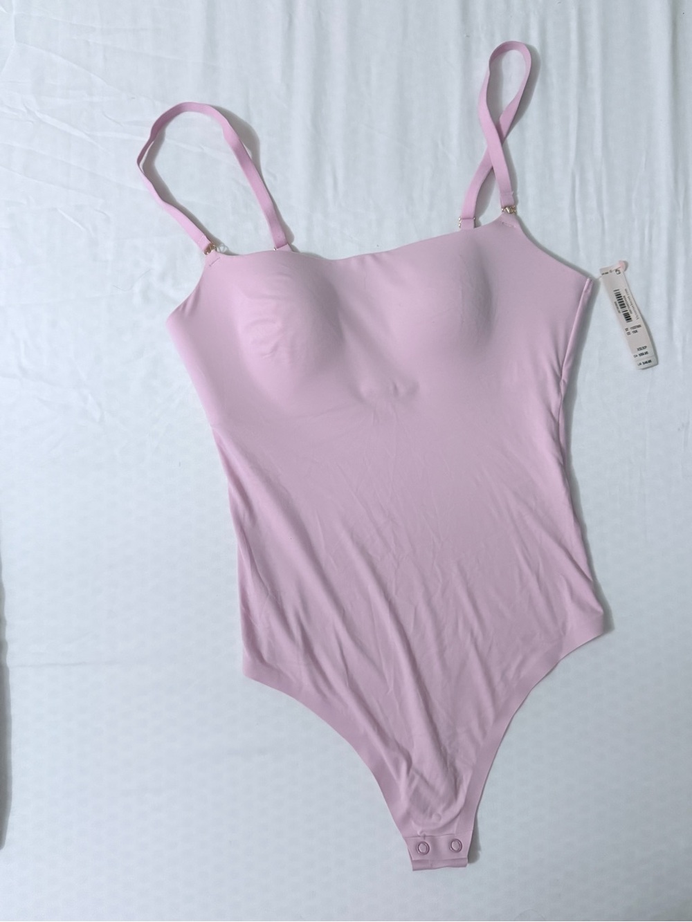 Seamless Bodysuit Padded Push Up Adjustable Straps Snap Closure Light Pink By VS